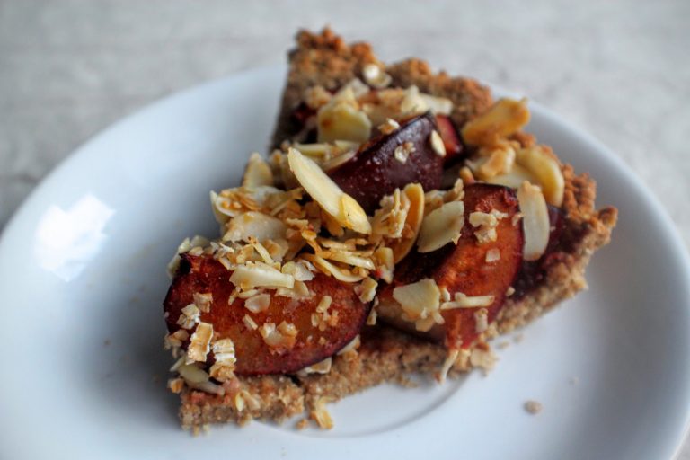 Plum, Orange & Almond Crumble Tart Indulging Innocently Recipes by SpamellaB