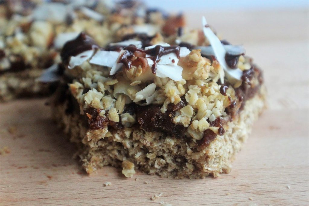 Coconut, Oat & Caramel Slice Indulging Innocently Recipes by SpamellaB