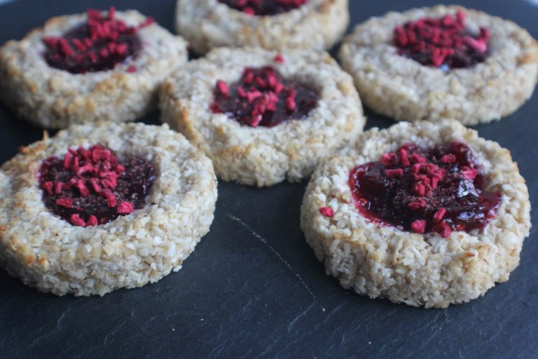 Coconut & Raspberry Jam Cookies Indulging Innocently Recipes by