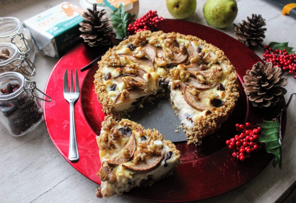 Pear, Cranberry & Walnut Goats’ Cheese Tart Indulging Innocently