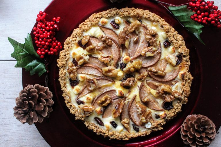 Pear, Cranberry & Walnut Goats’ Cheese Tart Indulging Innocently