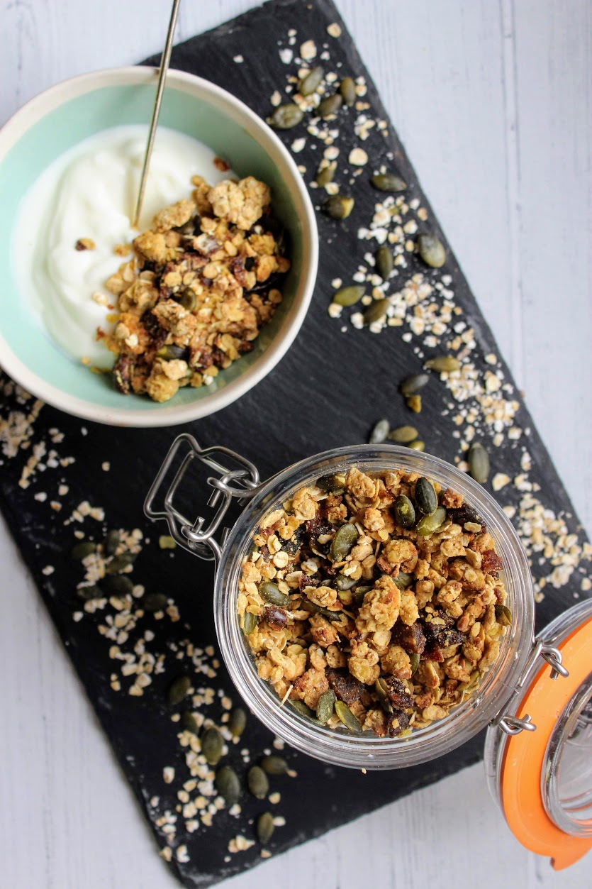 Date & Pumpkin Seed Granola Indulging Innocently Recipes by SpamellaB